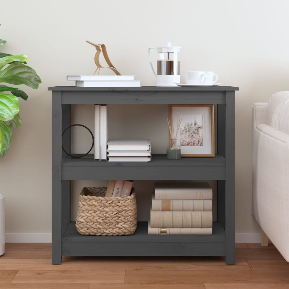 Mesa consola de madera maciza de pino gris 80x40x74