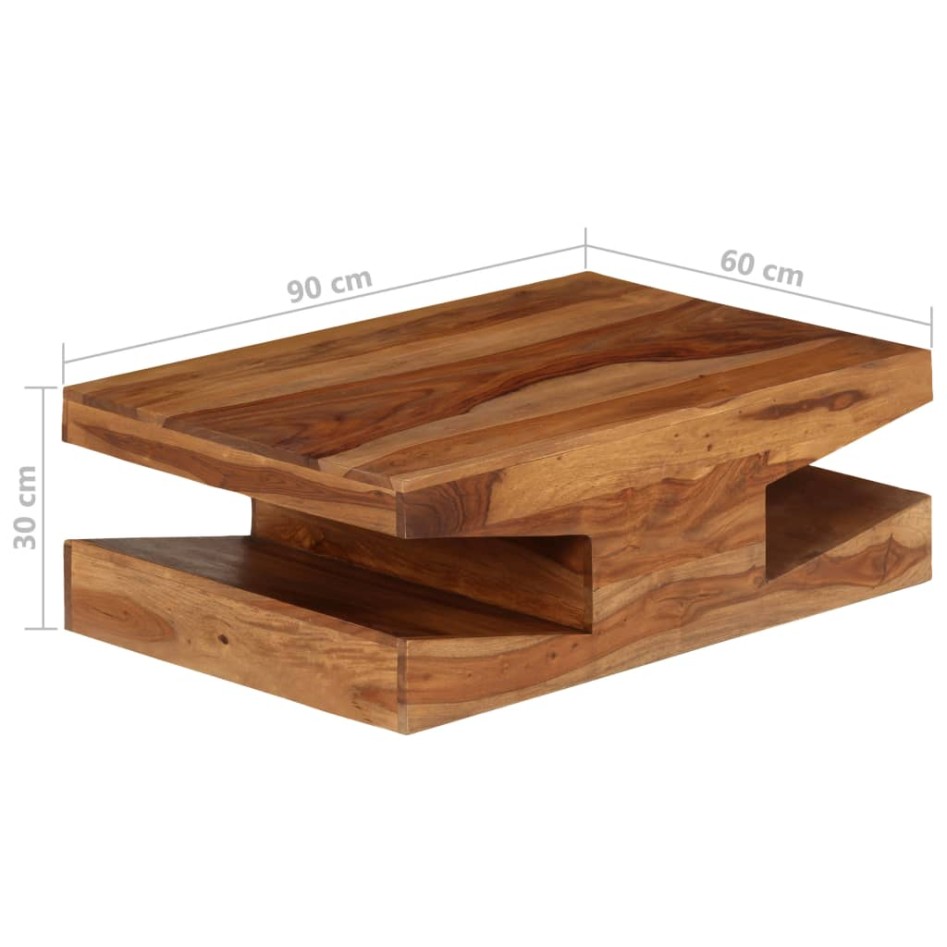 Mesa de centro de madera maciza de sheesham 90x60x30