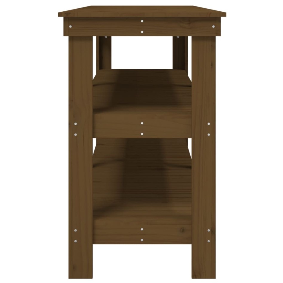 Banco de trabajo madera maciza de pino marrón miel 181x50x80