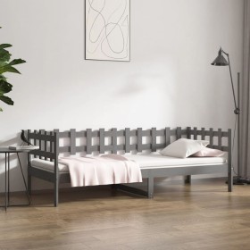 Sofá cama madera maciza de pino gris 80x200