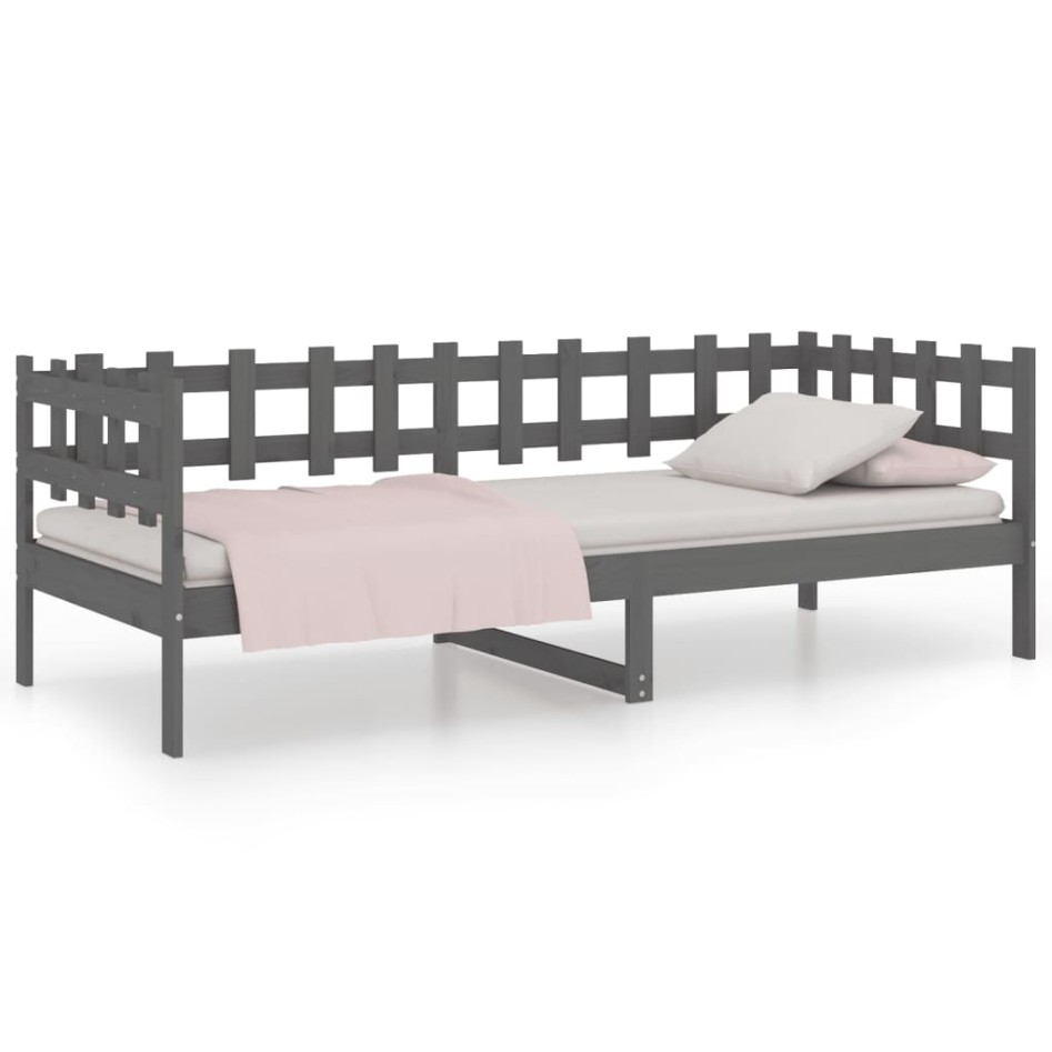 Sofá cama madera maciza de pino gris 80x200