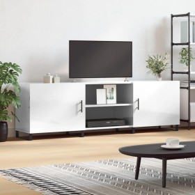 Mueble de TV madera de ingeniería blanco brillante 150x30x50