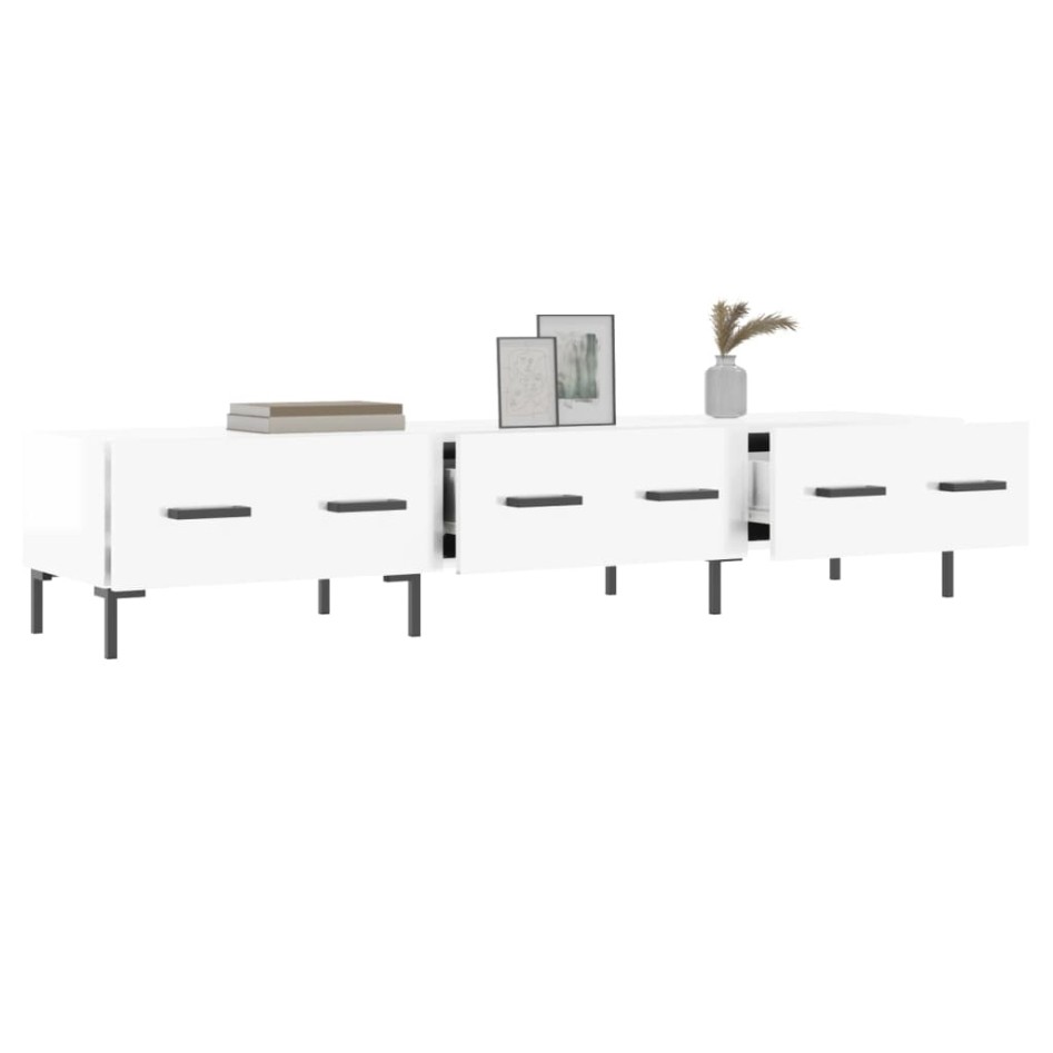 Mueble de TV madera de ingeniería blanco brillo 150x36x30