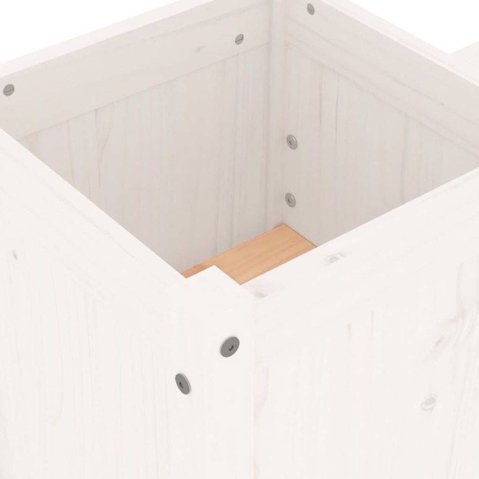 Banco con jardineras madera maciza de pino blanco 180x36x63