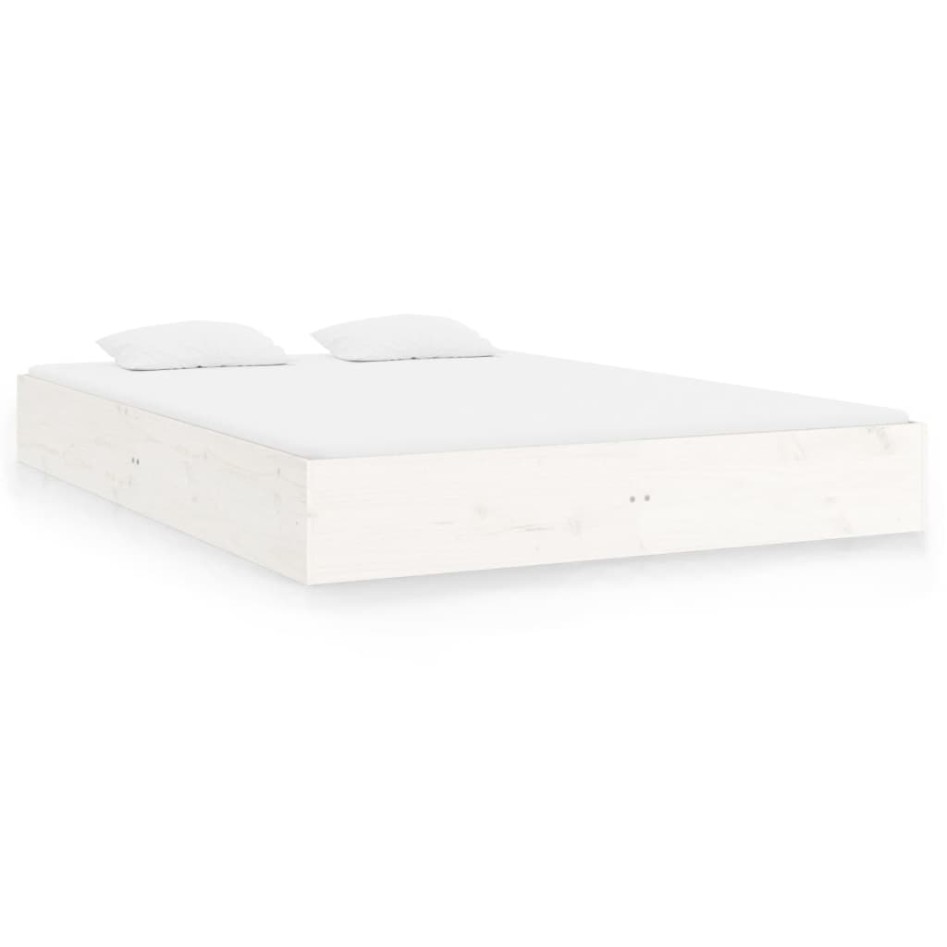 Estructura de cama madera maciza blanca 120x200