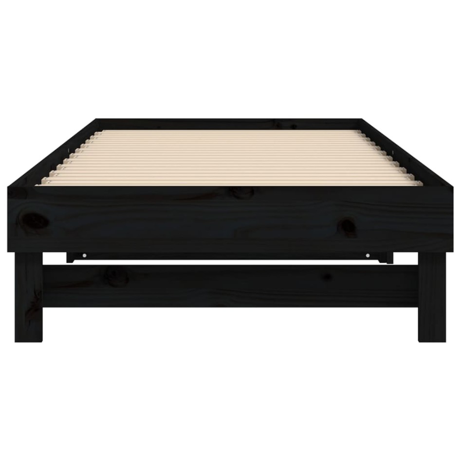 Sofá cama extraíble madera maciza de pino negro 2x(100x200)