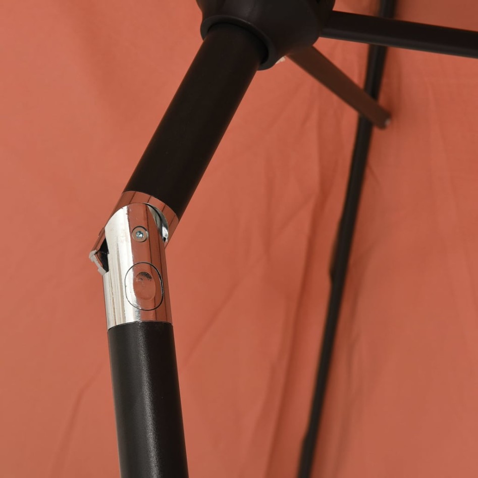 Sombrilla de jardín con luces LED palo acero terracota