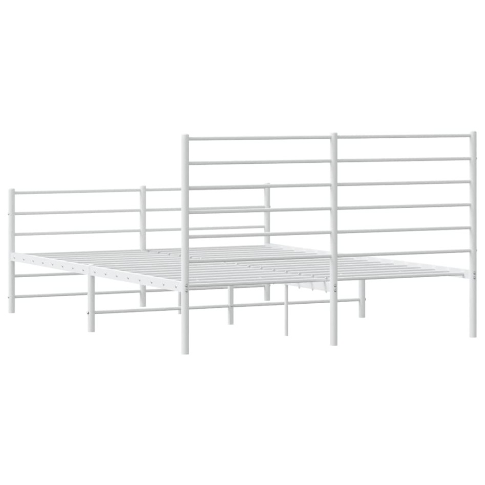 Estructura cama metal con cabecero y estribo blanco 135x190