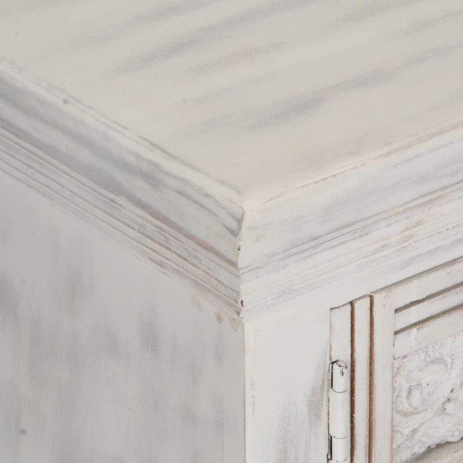 Mueble de TV de madera maciza de mango blanco 120x30x40