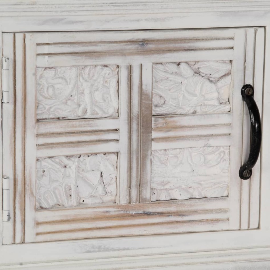 Mueble de TV de madera maciza de mango blanco 120x30x40