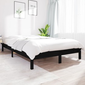 Estructura de cama de madera maciza de pino negro 140x190