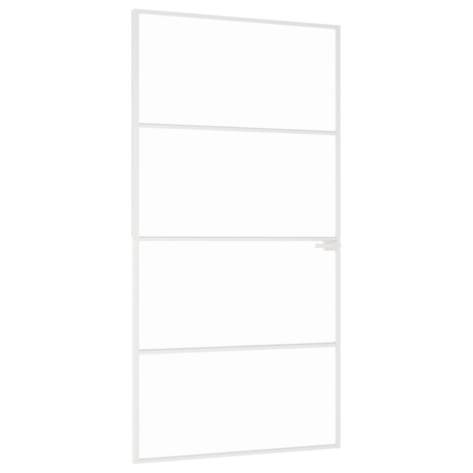 Puerta interior vidrio templado y aluminio blanco 102x201,5