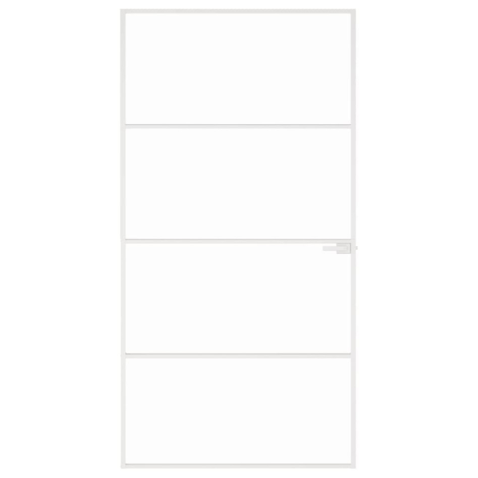 Puerta interior vidrio templado y aluminio blanco 102x201,5