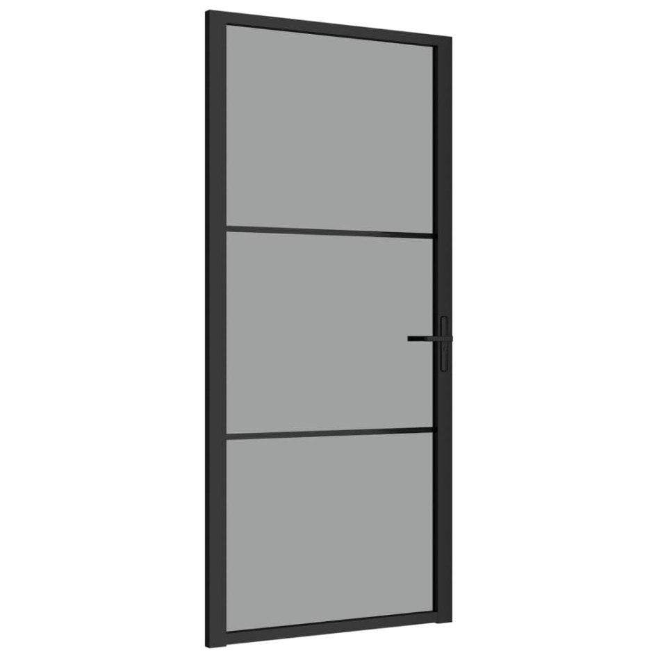 Puerta interior vidrio ESG y aluminio negro 93x201,5