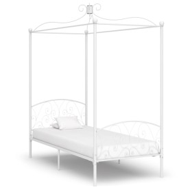 Estructura de cama con dosel metal blanco 100x200