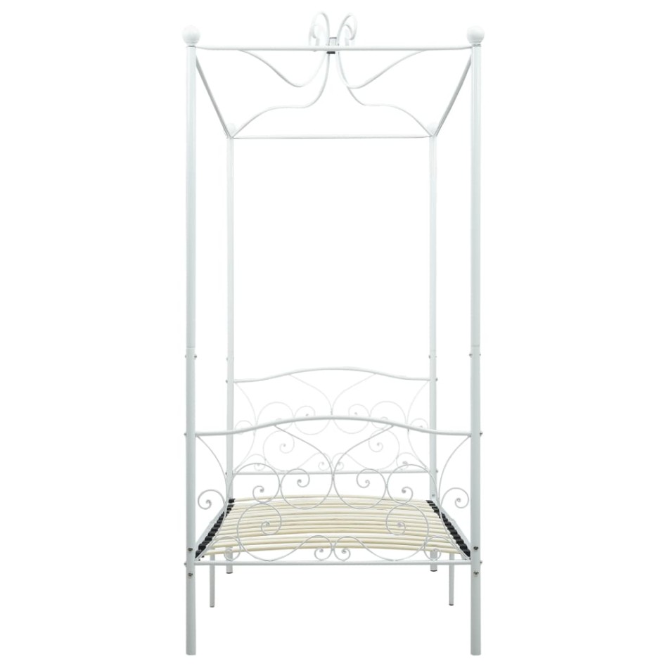 Estructura de cama con dosel metal blanco 100x200
