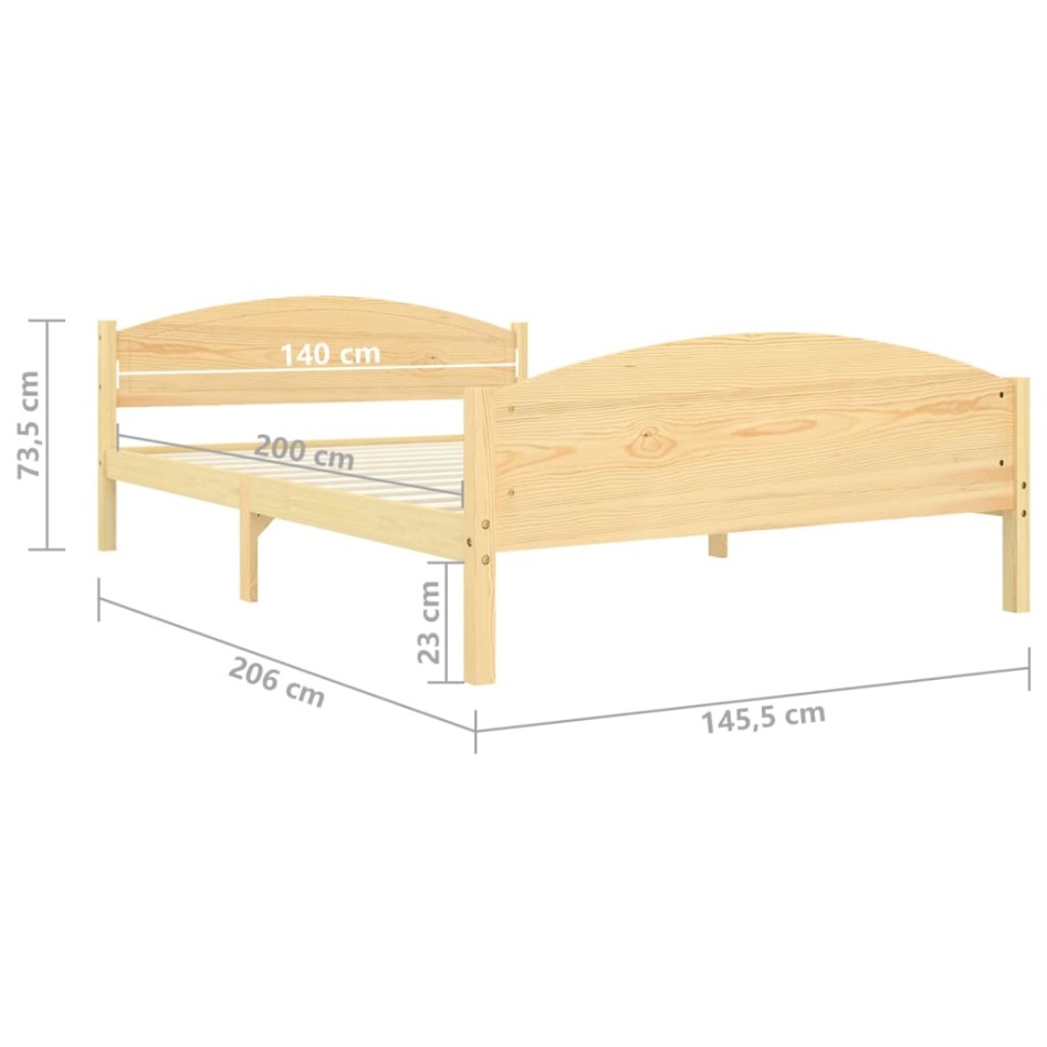 Estructura de cama de madera maciza de pino 140x200