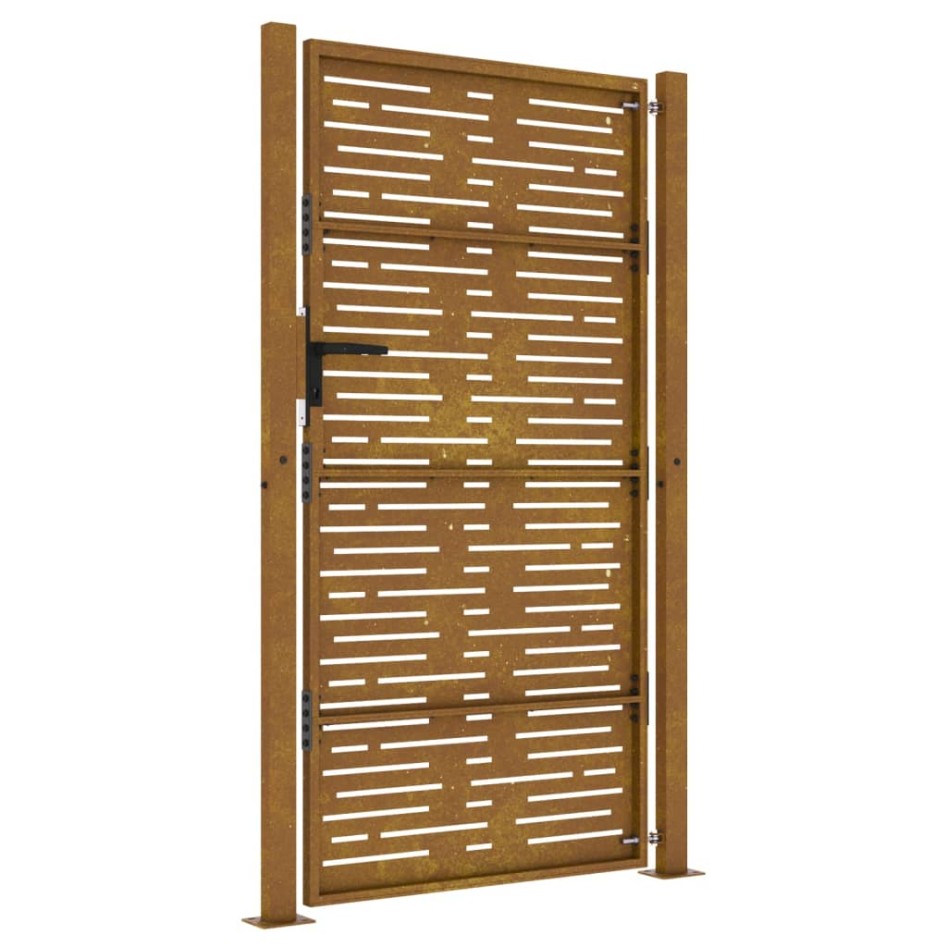 Puerta de jardín acero corten diseño cuadrado 105x205