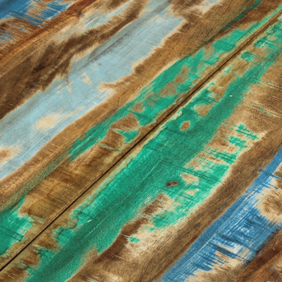 Mesa de centro hierro y madera maciza reciclada Ø68x43