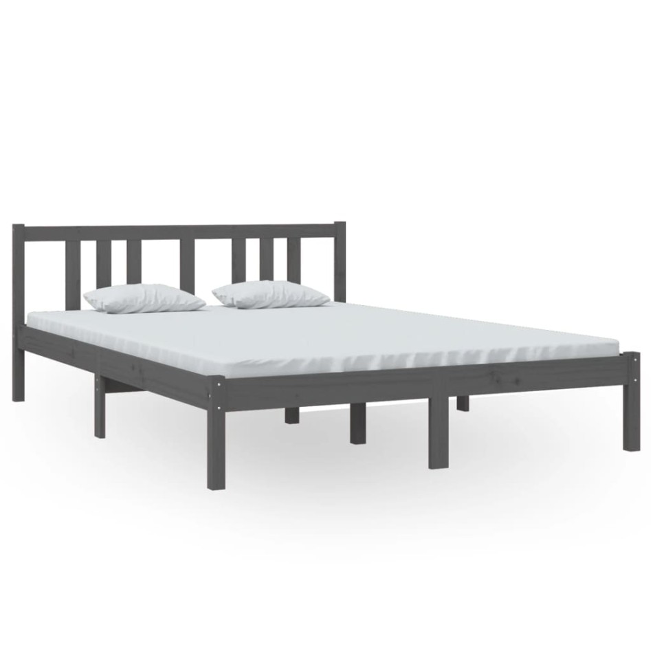 Estructura de cama madera maciza gris 140x200