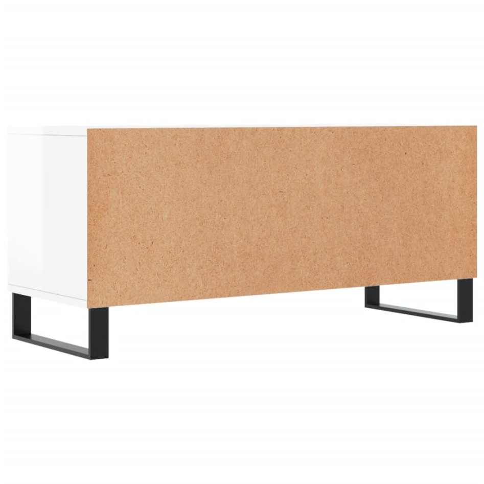 Mueble de TV madera contrachapada blanco brillo