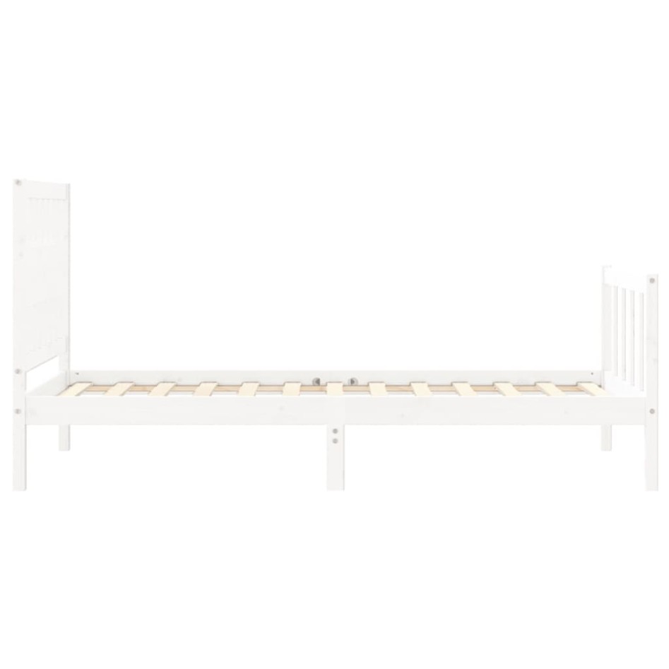 Estructura de cama con cabecero madera maciza blanco 100x200