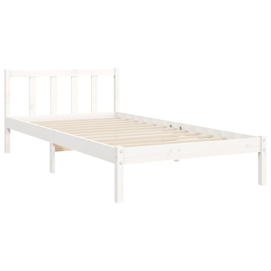 Estructura de cama con cabecero madera maciza blanco 100x200