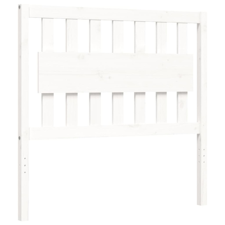 Estructura de cama con cabecero madera maciza blanco 100x200