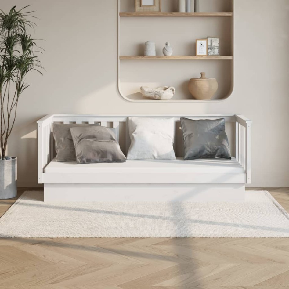 Sofá cama madera maciza de pino blanco 90x190