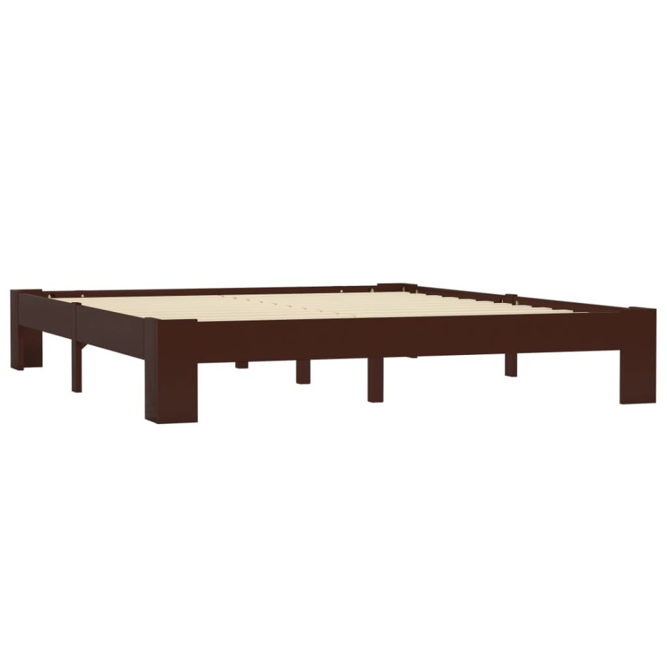 Estructura de cama madera maciza pino marrón oscuro 180x200