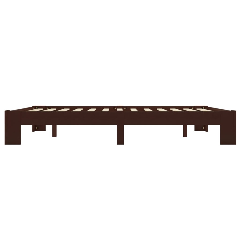 Estructura de cama madera maciza pino marrón oscuro 180x200