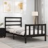 Estructura de cama con cabecero madera maciza negro 90x190