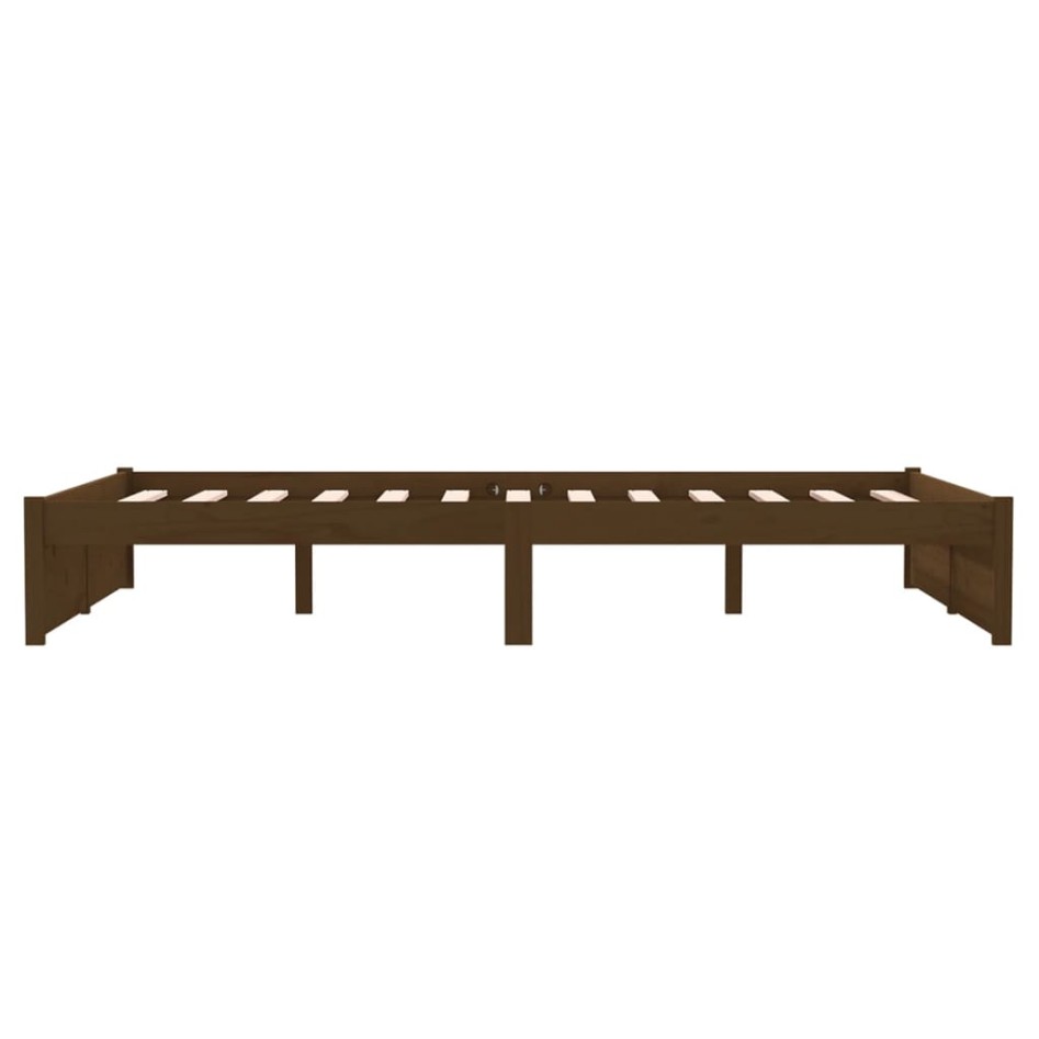Estructura de cama doble madera maciza marrón miel 120x190