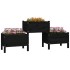 Jardinera de madera de pino maciza negra 178,5x44x75