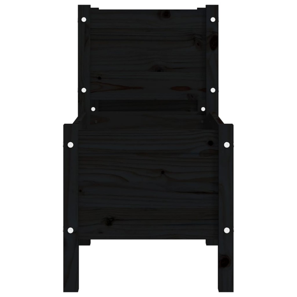 Jardinera de madera de pino maciza negra 178,5x44x75