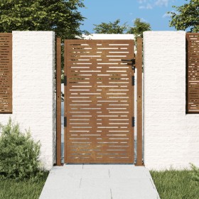 Puerta de jardín acero corten diseño cuadrado 105x130