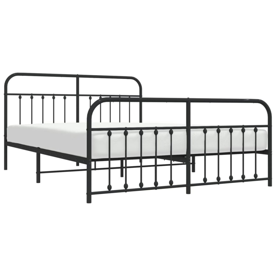 Estructura de cama cabecero y estribo metal negro 180x200