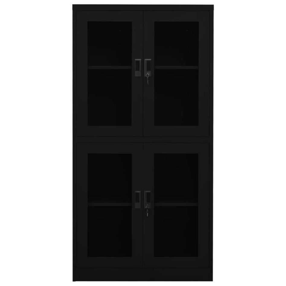 Armario oficina de acero y vidrio templado negro 90x40x180