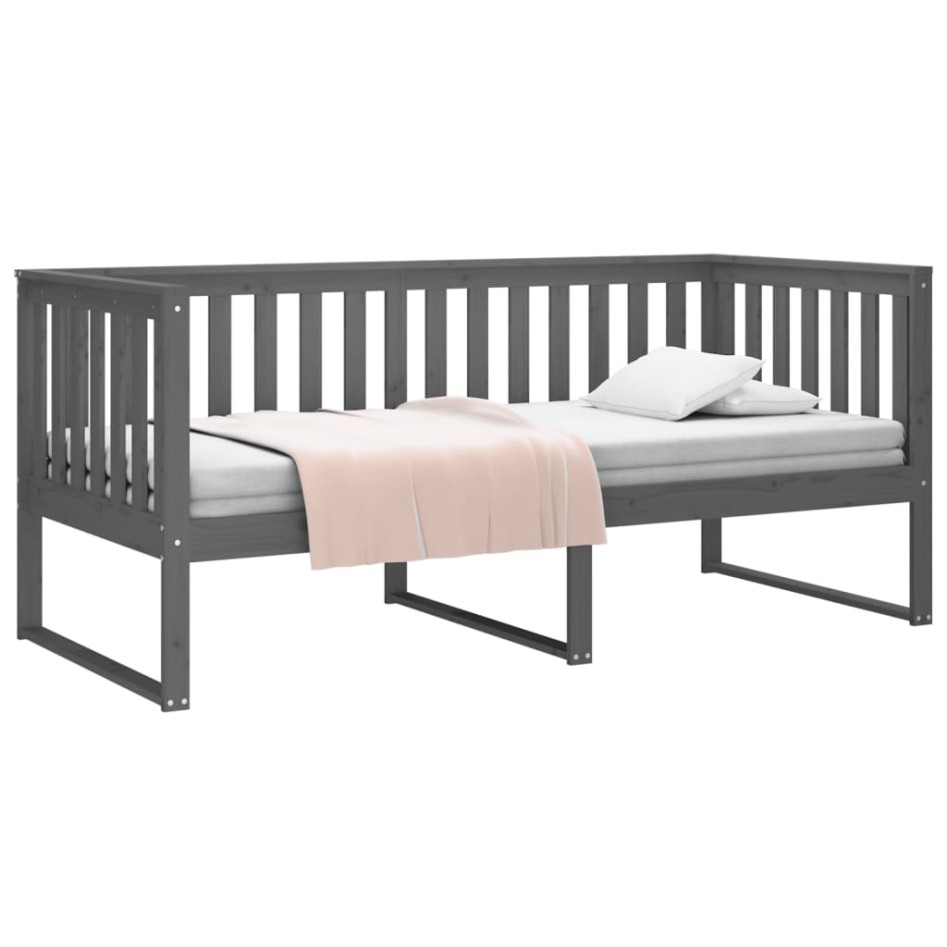 Sofá cama madera maciza de pino gris 90x190