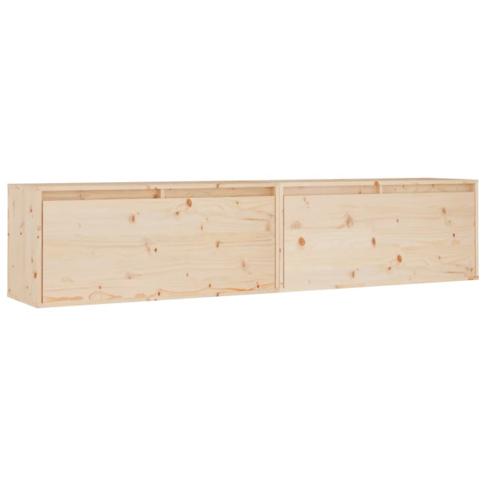 Armario de pared 2 uds madera maciza de pino 80x30x35