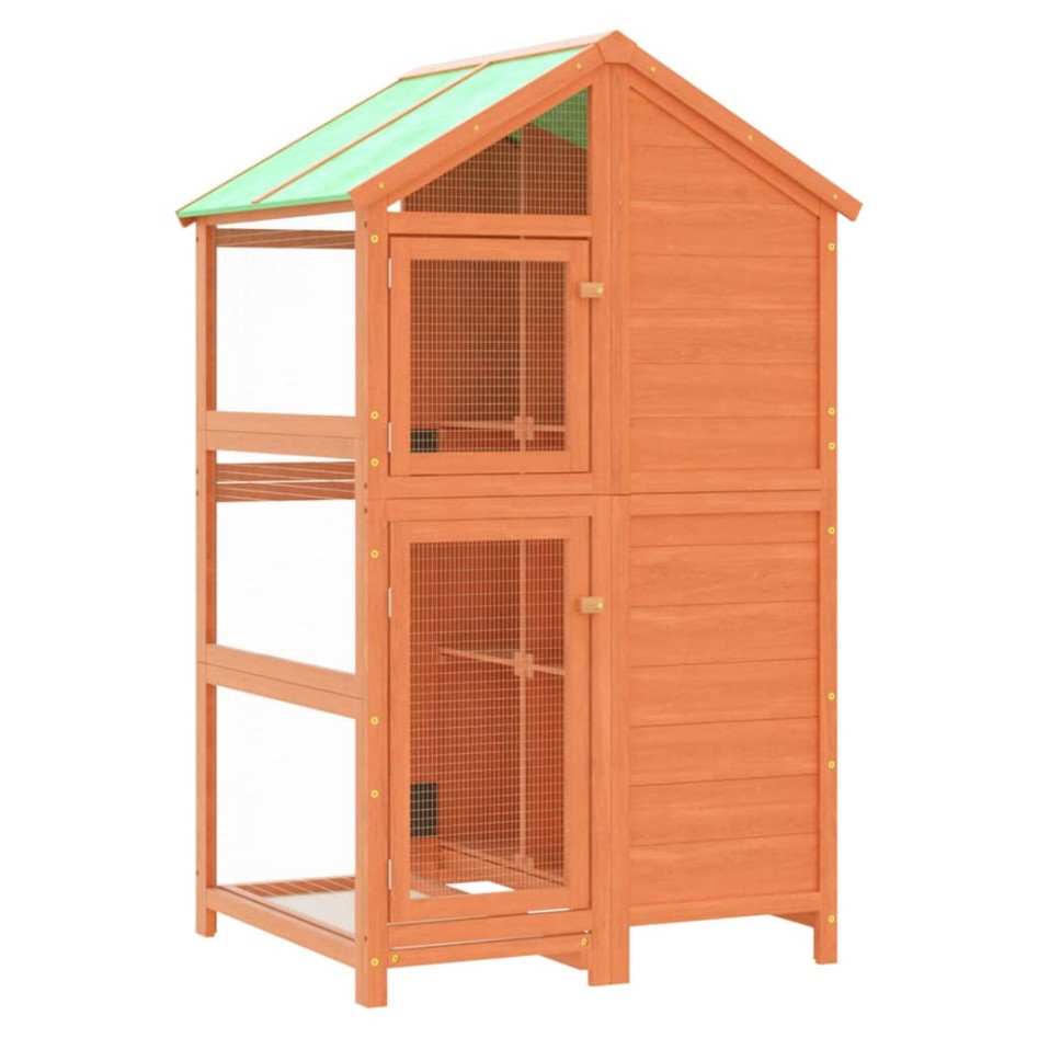 Casita para pájaros madera maciza pino marrón 97x81x152