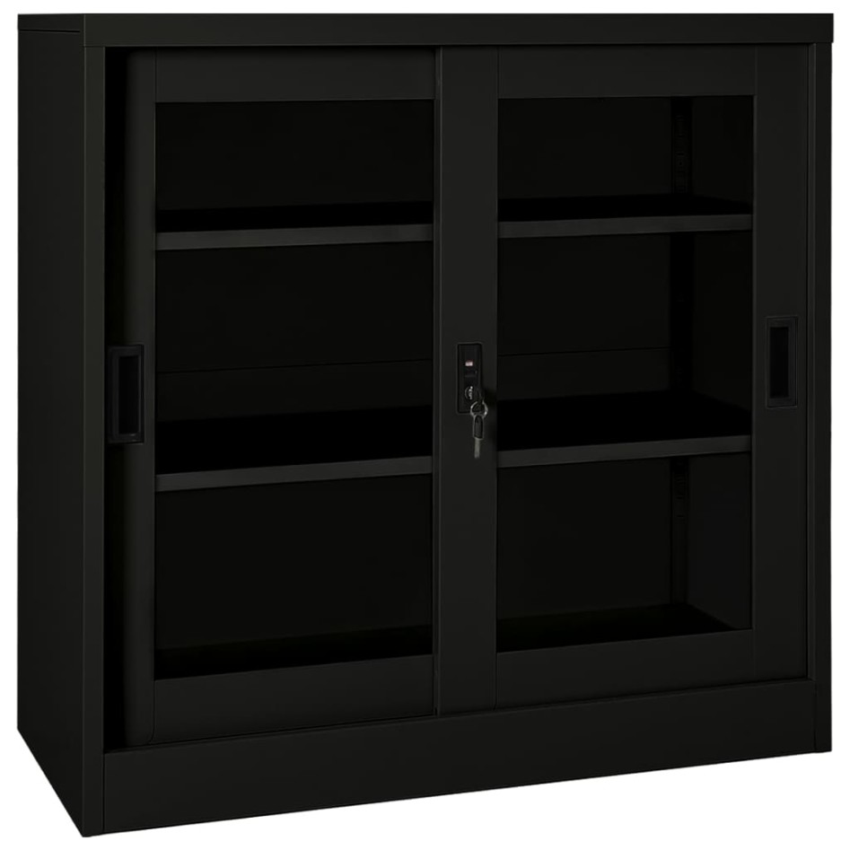 Armario con puerta corredera acero negro 90x40x90