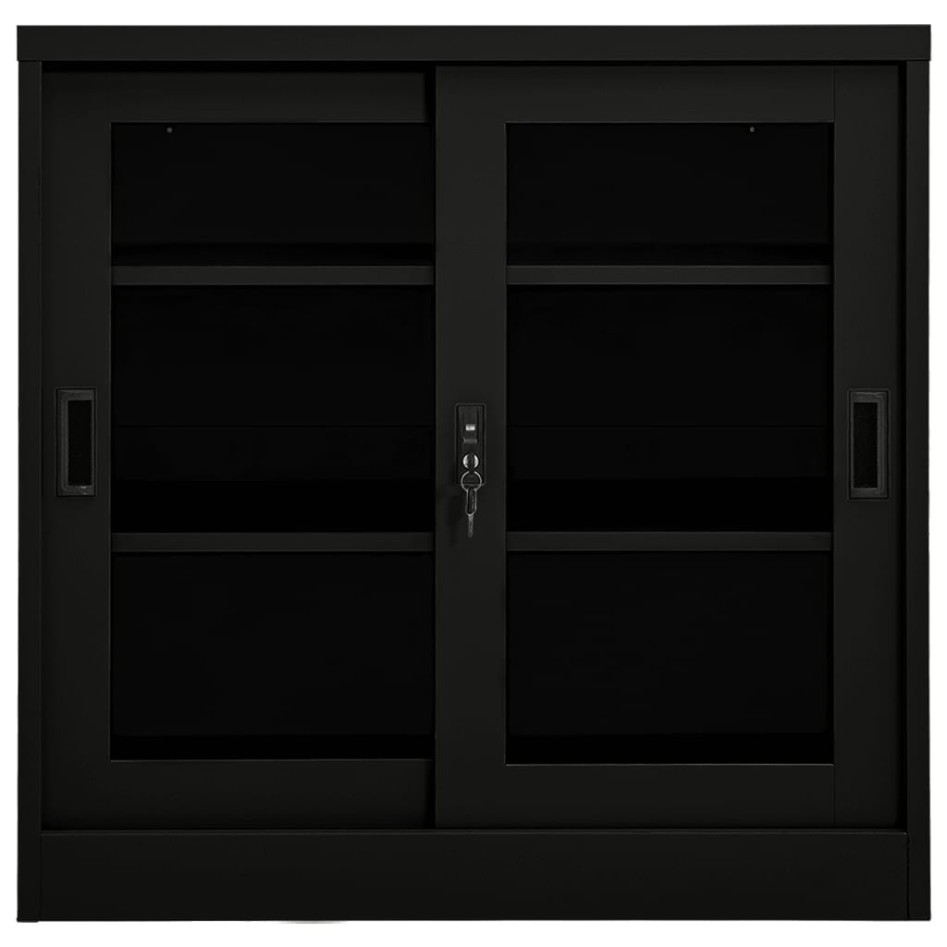 Armario con puerta corredera acero negro 90x40x90