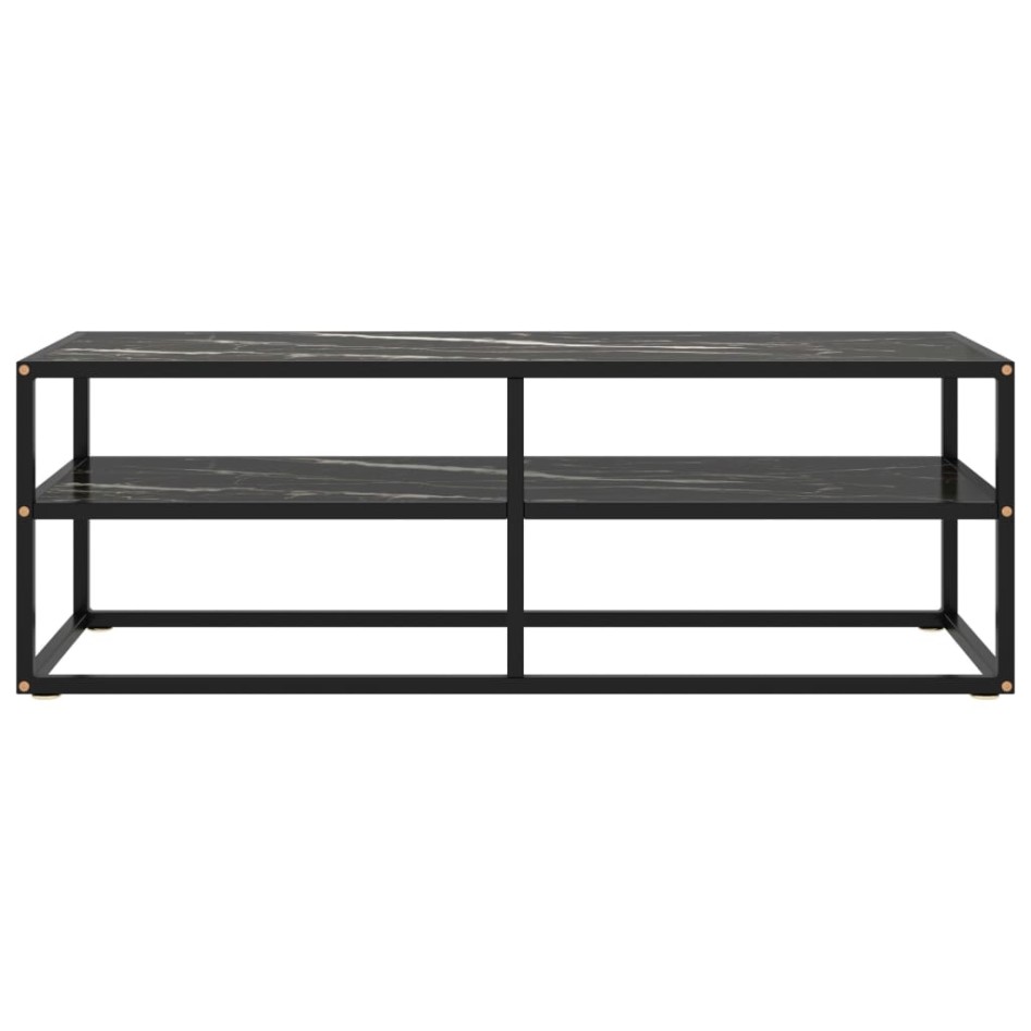 Mueble para TV negro con vidrio de mármol negro 120x40x40