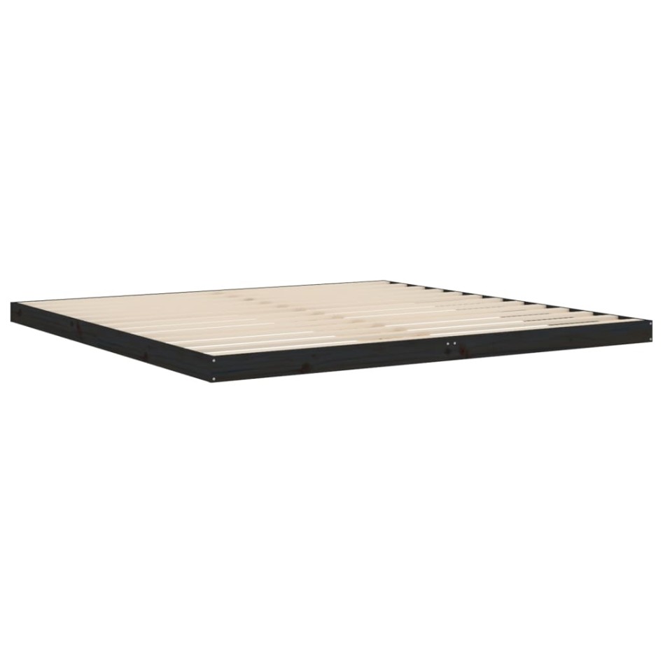 Estructura de cama de madera maciza de pino negro 200x200