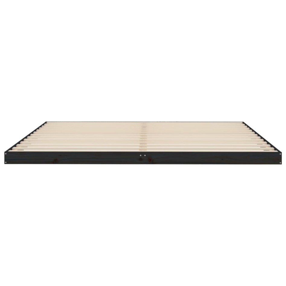 Estructura de cama de madera maciza de pino negro 200x200