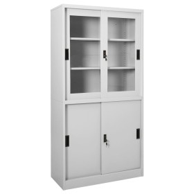 Armario oficina puerta corredera acero gris claro 90x40x180