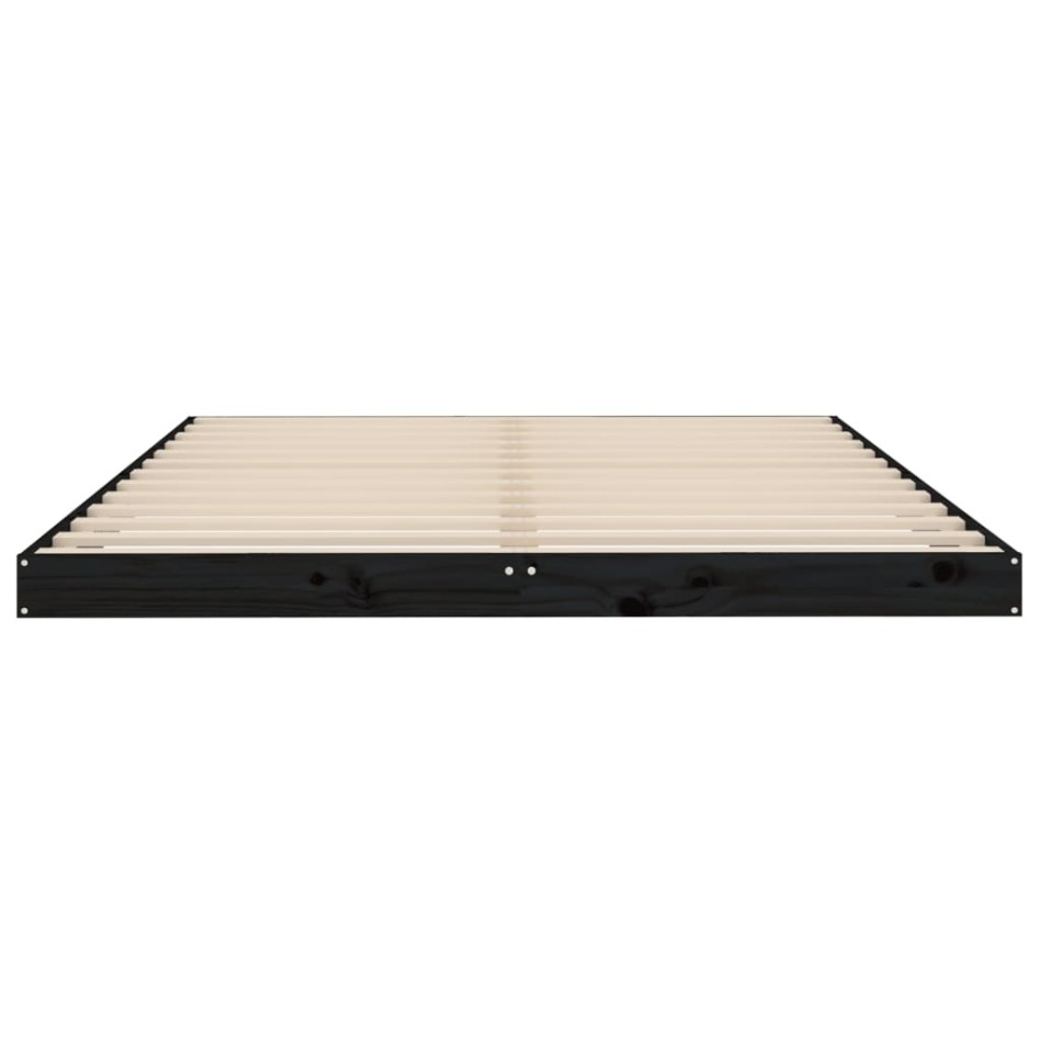 Estructura de cama de madera maciza de pino negro 140x190