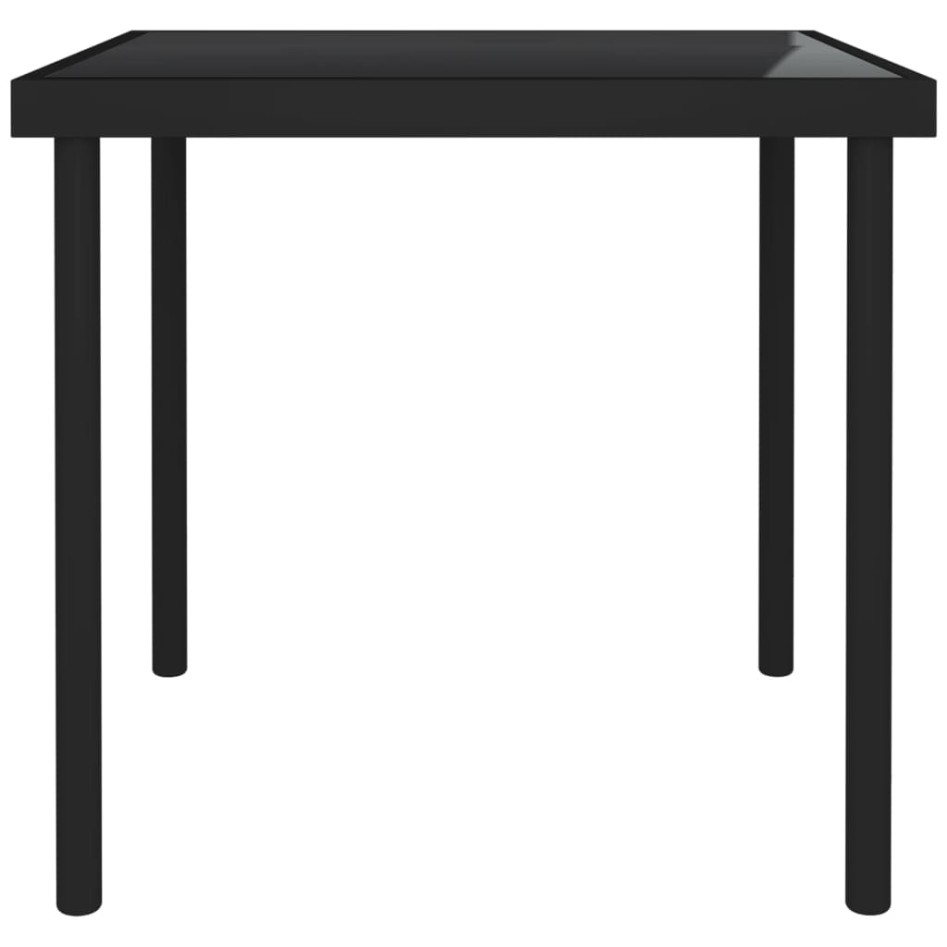 Mesa de comedor de jardín vidrio y acero negro 80x80x72