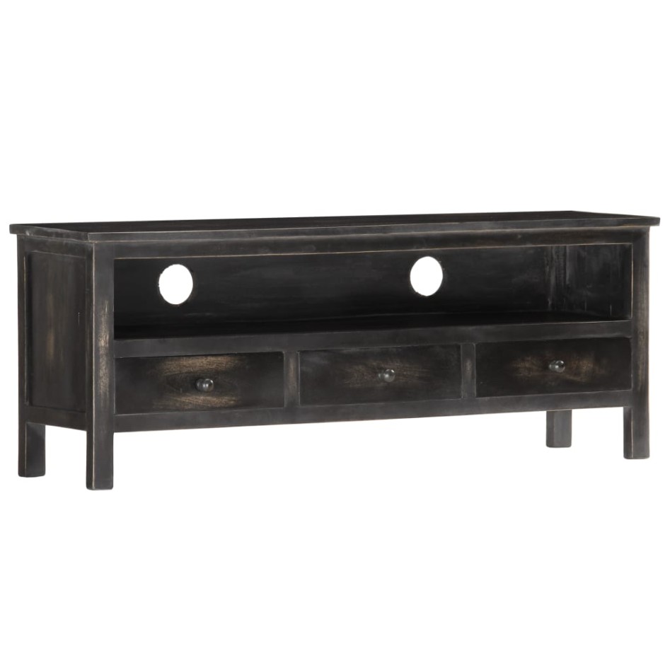 Mueble para TV de madera maciza de mango negro 120x30x45